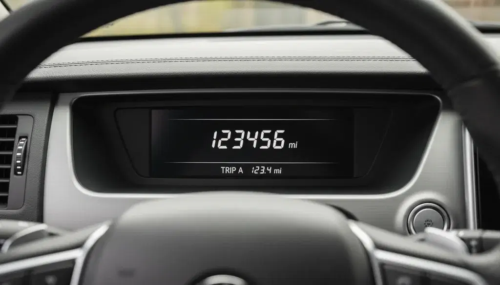 A car odometer reading 123,456 km
