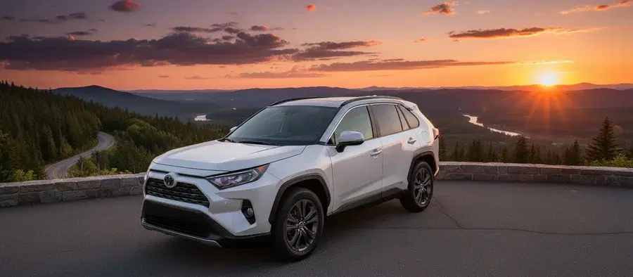 A Toyota RAV4 photographed at sunset